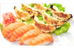 MC16 6 raviolis japonais, 4 sushi saumon