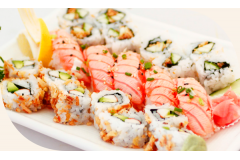 MC6 8 california maki saumon avocat, 5 sushi saumon mi-cuit , 8 maki croustillant saumon avocat